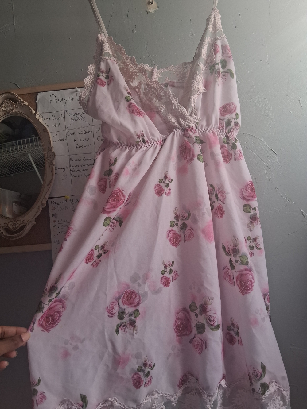 Girls' Pink Floral Lace-Trim Dress